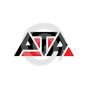 PTR triangle letter logo design with triangle shape. PTR triangle logo design monogram. PTR triangle vector logo template with red