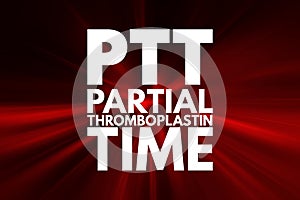 PTT - Partial Thromboplastin Time acronym, medical concept background photo