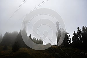 PTT tower and the cable car pillars from Sinaia, 1400m photo