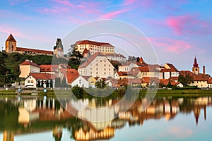 Ptuj, Oldest City in Slovenia. Castle and Architecture Reflection in River Drava