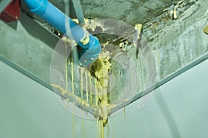 PU grouting injections for fixed water leakage under concrete floor or ceiling