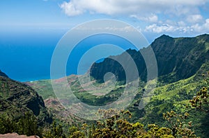 Pu`u O Kila Lookout over the Kalalau Valley in Kauai, Hawaii