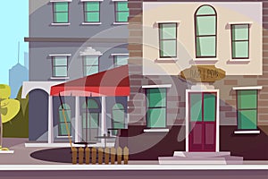 Pub, bar exterior flat vector illustration