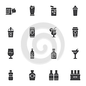 Pub beverages vector icons set