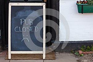 Pub Closed Sign Due to Coronavirus COVID-19 Pandemic