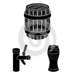 Pub, interior and equipment black icons in set collection for design. Alcohol and food vector symbol stock web