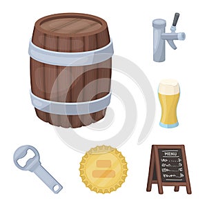 Pub, interior and equipment cartoon icons in set collection for design. Alcohol and food vector symbol stock web