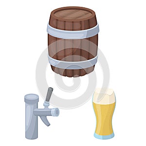 Pub, interior and equipment cartoon icons in set collection for design. Alcohol and food vector symbol stock web