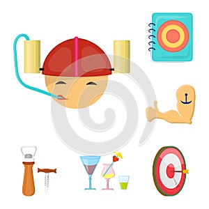 Pub, interior and equipment cartoon icons in set collection for design. Alcohol and food vector symbol stock web