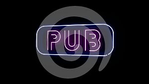 Pub Neon Sign Alpha Channel