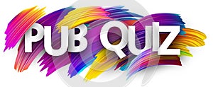Pub quiz banner with colorful brush strokes. photo