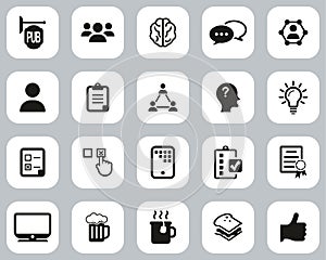 Pub Quiz Or Bar Quiz Icons Black & White Flat Design Set Big photo