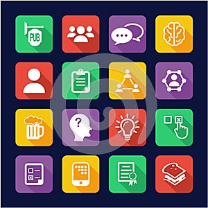 Pub Quiz or Bar Quiz Icons Flat Design photo