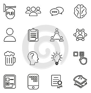 Pub Quiz or Bar Quiz Icons Thin Line Vector Illustration Set photo