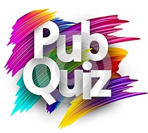 Pub quiz card with colorful brush strokes. photo