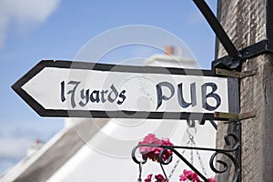 Pub Sign in Village Background