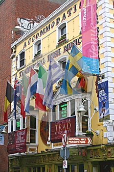 Temple Bar District, European flags,Dublin,Ireland