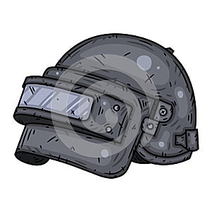 Pubg helmet level 3. Vector illustration isolated on white background.