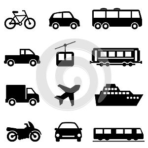 Public, air, land, sea transportation icons