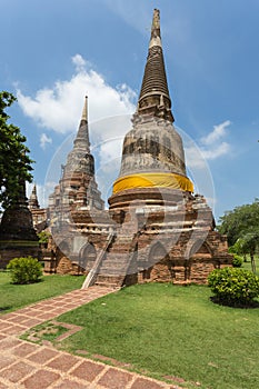Public ancient temple in Ayuthaya, Thailand