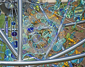 Public Art of Small Blue Glass Pieces