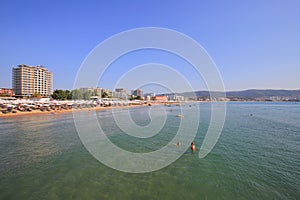 Public beach in Sunny Beach resort in Bulgaria