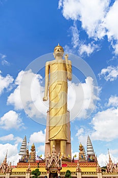 The public Buddha imagae statue tallest standing at wat Burapapiram temple Roiet, thailand
