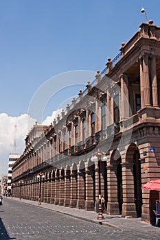 Public building with arcade and luminaires in San Luis Potosi photo