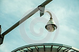 Public cctv camera for traffic and public safety recording street in the city