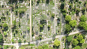 Public Cemetery in satellite, top shot aerial view
