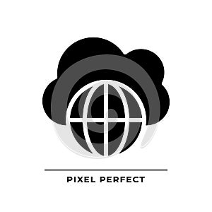 Public cloud black glyph icon