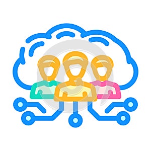 public cloud computing color icon vector illustration
