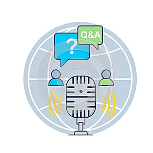 Public Communication icon concept through Q&A Session