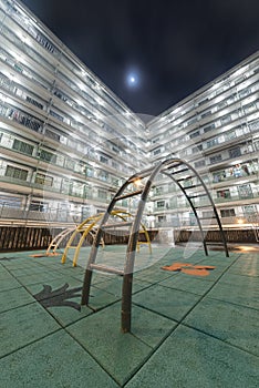 Public Estate in Hong Kong city at night