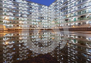 Public estate in Hong Kong city at night