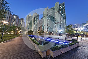 Public estate in Hong Kong at dusk