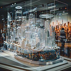 Public exhibition of futuristic smart city regeneration blueprints photo