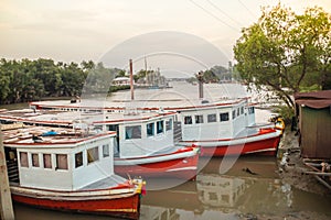 The public ferry service during across Choa Phraya River. Samut Prakan is at the mouth of the Chao Phraya River on the Gulf of