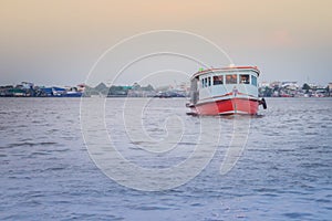 The public ferry service during across Choa Phraya River. Samut Prakan is at the mouth of the Chao Phraya River on the Gulf of