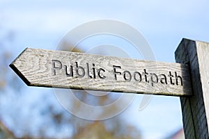 Public Footpath wooden rustic direction sign