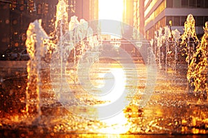 Public fountain on Philadelphia downtown street