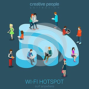 Public free Wi-Fi hotspot isometric concept photo