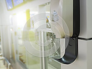 Public hand sanitizer gel in hospital photo