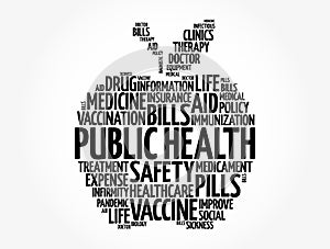 Public health apple word cloud, healthcare concept background