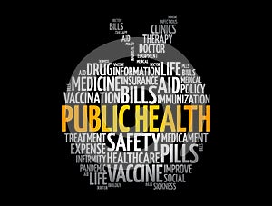 Public health apple word cloud, healthcare concept background