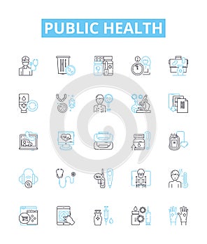 Public health vector line icons set. Public, Health, Safety, Hygiene, Wellness, Disease, Prevention illustration outline