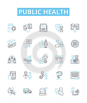 Public health vector line icons set. Public, Health, Safety, Hygiene, Wellness, Disease, Prevention illustration outline