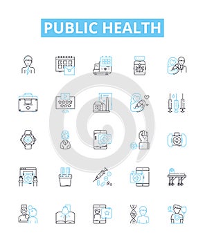 Public health vector line icons set. Public, Health, Safety, Hygiene, Wellness, Disease, Prevention illustration outline