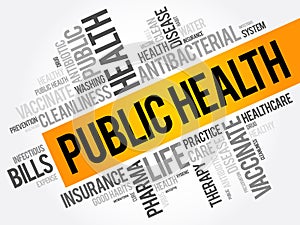 Public health word cloud collage, healthcare concept background