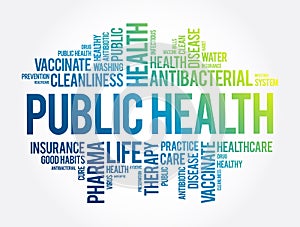 Public health word cloud collage, healthcare concept background